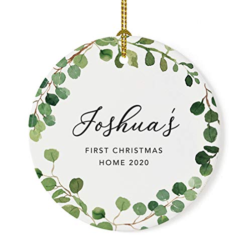 Personalized Round Ceramic Porcelain Christmas Tree Ornament Keepsake Collectible Adoption New Baby Gift