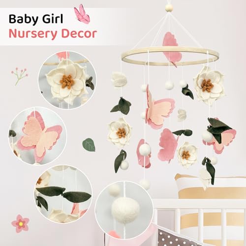 Baby Mobile for Crib Flowers and Butterflies Crib Mobile