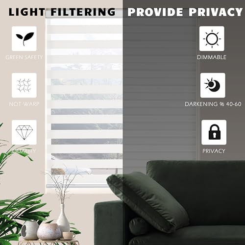 Zebra Blinds for Windows Dual Layer Light Filtering Privacy Free