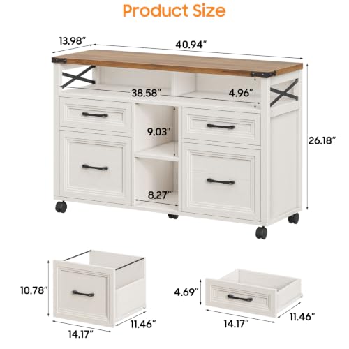 Farmhouse Filing Cabinet with Adjustable Shelf & Wheels