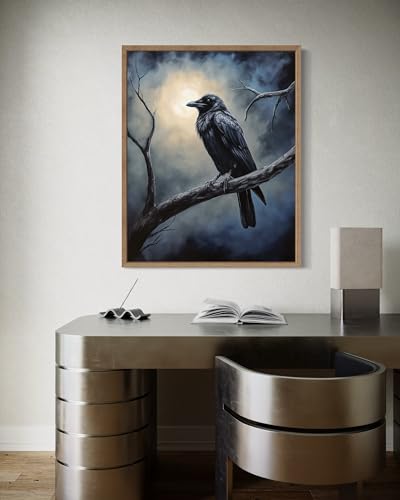 Crow under the Moonlight Poster Art Print