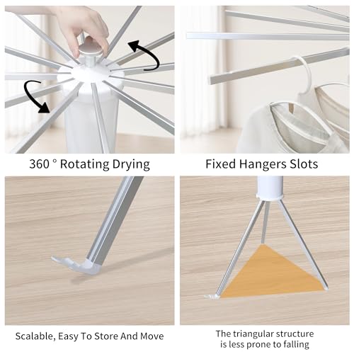 Foldable Clothes Drying Rack Tripod with Aluminum 12 Rods