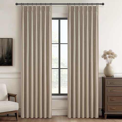 100% Blackout Viral Curtains 84 Inch Length 2 Panels Set Farmhouse Style for Bedroom Windows
