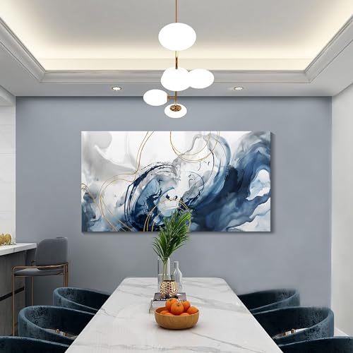 Abstract Canvas Wall Art Blue Pictures for Living Room Wall Decoration Large Modern Wall Art Office Artwork Wall Decor Graffiti Paintings for Bedroom 24×48in