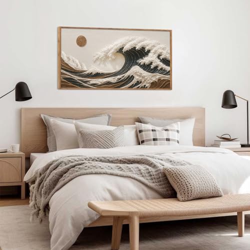 Boho Sea Great Wave Framed Canvas Wall Art