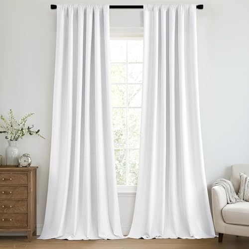 100% Blackout Back Tab Pleat Linen Curtains 50" Wx102 L (2 Count)