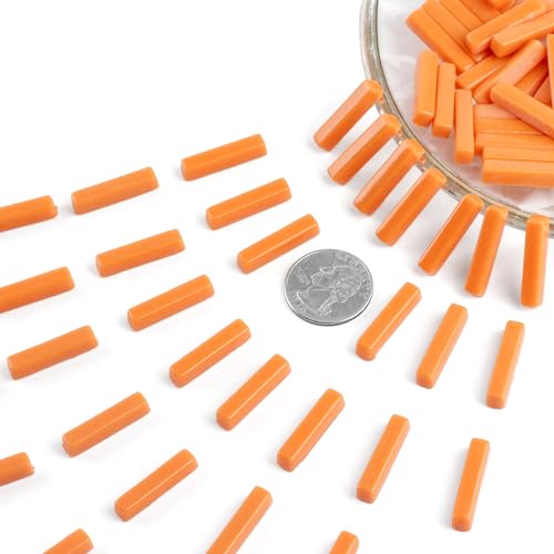 150g Orange Strips Glass Mosaic Tiles for Crafts Bulk (5.29 Ounce)