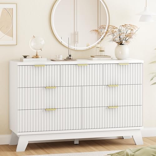 Fluted Dresser for Bedroom with 7 Drawers