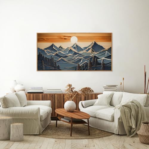 Large Mountains Framed Canvas Wall Art