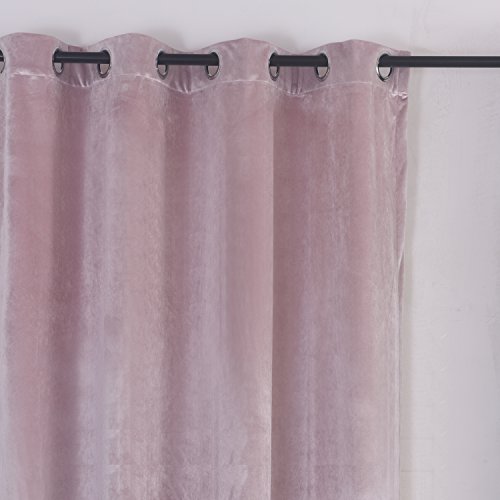 Super Soft Luxury Velvet Curtains Set of 2 Pink Flannel Blackout Drapes Grommet Draperies for Hotel 52Wx72L inch