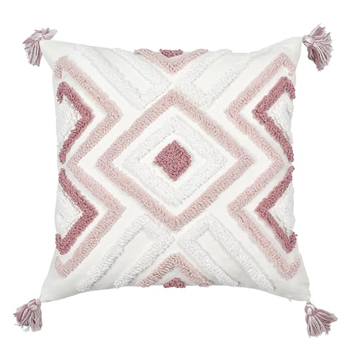 Boho Pillow Covers 18X18 Inch Boho Tufted Throw Pillow Covers Decorative Tassels Cushion Cover Farmhouse Pillow Case for Couch Sofa Bed Living Room Bedroom