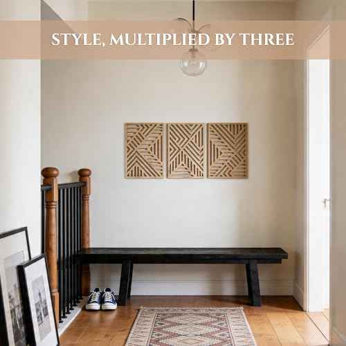 Modern Wooden Wall Sculptures (3 Count)