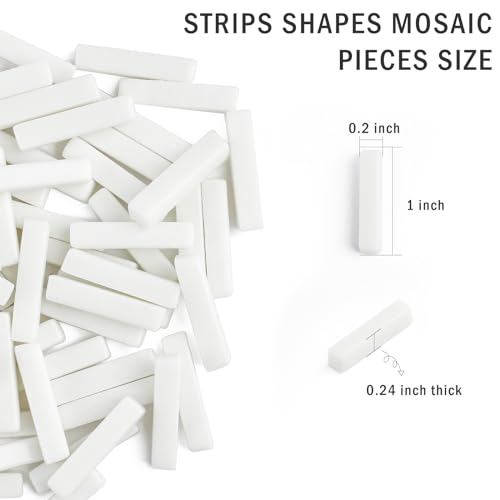 150g White Strips Glass Mosaic Tiles for Crafts Bulk (5.29 Ounce)