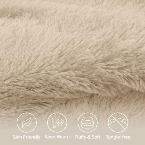 Beige Fluffy Comforter Set Twin