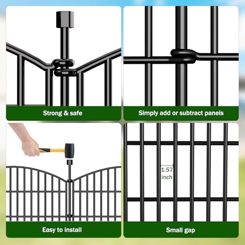 5 Panel No Dig Decorative Garden Fence 24" H x 10'L Outdoor Dog Barrier (20 Sq Ft)