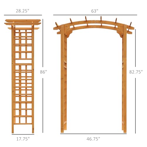 90in Wood Garden Arbor Arch with Trellis Wall Decor for Party
