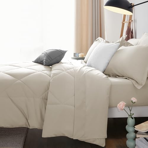 Queen Comforter Set 88"x88" Oatmeal