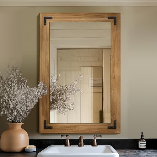Wood Framed Bathroom Vanity Mirror for Wall