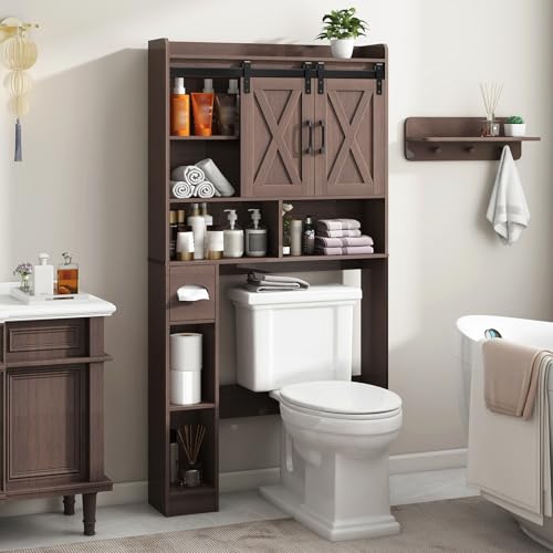 Over The Toilet Storage Cabinet with Sliding Doors