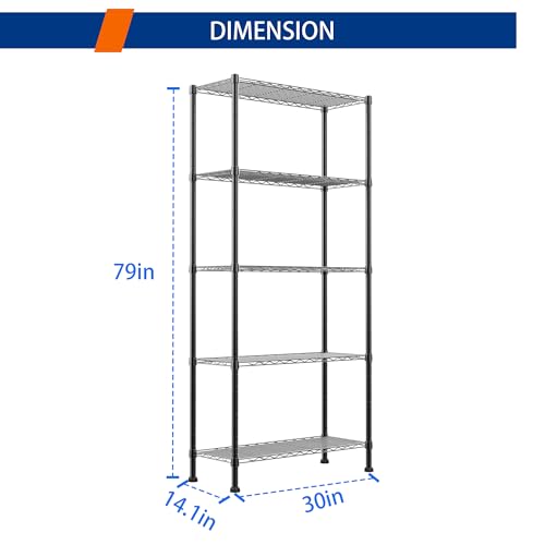 5 Wire Shelving Metal Storage Rack Adjustable Shelves