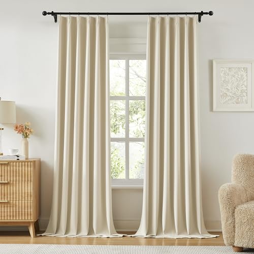 Soft Cream Blackout Drapes 108 Inches Long 2 Panels Set