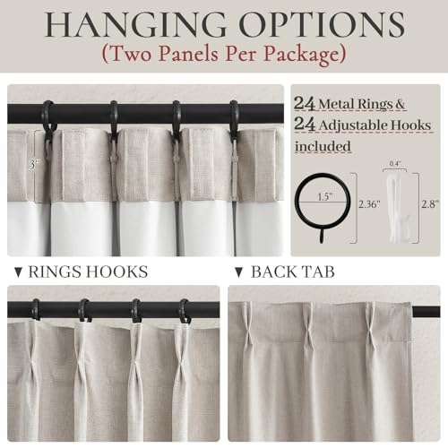 Pinch Pleated Blackout Curtains 70 Inches Wide for Living Room (2 Count)