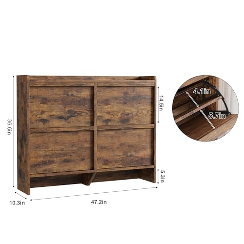 Shoe Cabinet with 4 Flip Drawers