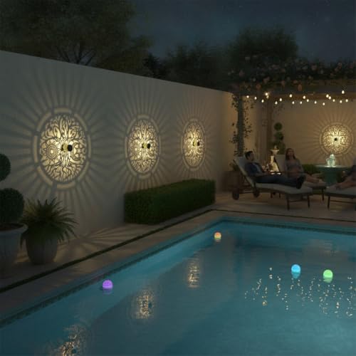 2 Pack Solar Fence Lights Metal Solar Powered Outdoor Wall Deck Step Lights Tree Theme Waterproof Fence Light for Garden Post Patio Backyard Yard Decor (2 Count)
