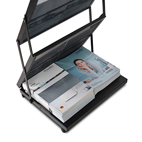 brochure display stand&Foldable Magazine Rack with 5 Pockets for Exhibition and Trade Show