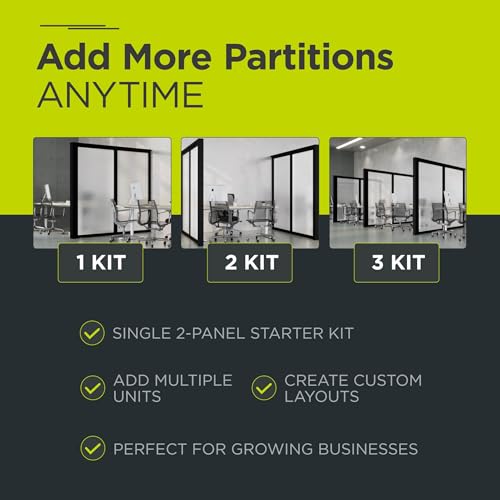 2 Panel Stationary Frosted Glass Partition Kit (2 Count)