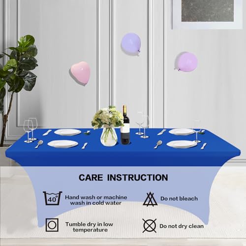 8FT Table Cloth for Rectangular Spandex Royal Blue Table Cover