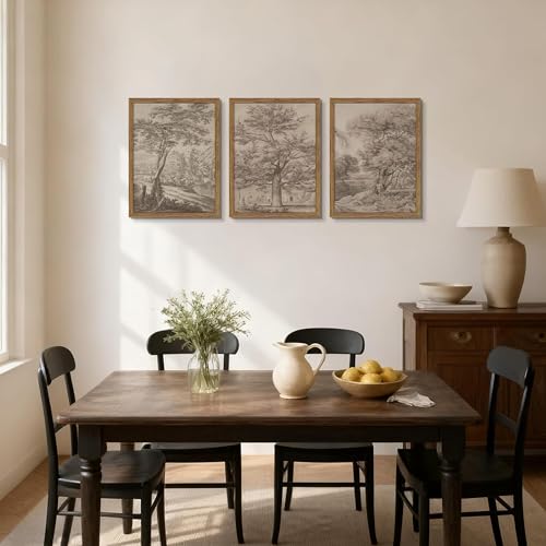 Vintage Landscape Framed Wall Art Set of 3