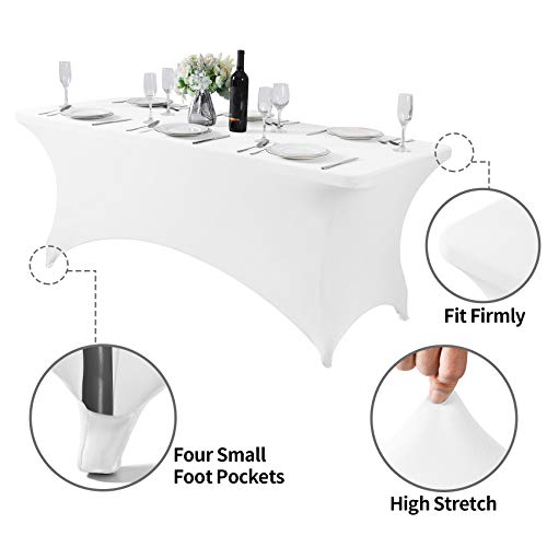 2Pack Spandex Table Cover for 6Ft or 4fT or 8ft Table Universal Fitted Stretch Tablecloth for Party