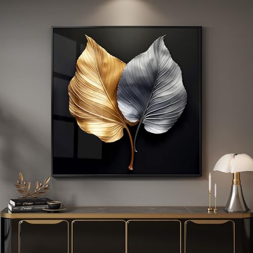 Framed Modern Gold and Silver Elegant Luxury Wall Art Decor