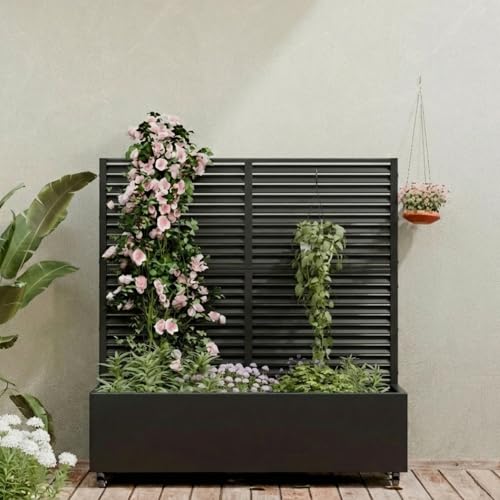 Metal Raised Garden Bed with Trellis and Wheels