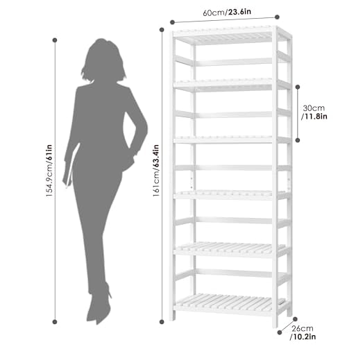 6 Tier Bamboo Shelf with Adjustable Shelves