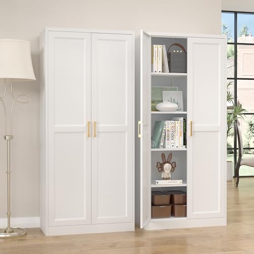 71"Metal Pantry Storage Cabinet with Doors & 4 Adjustable Shelves