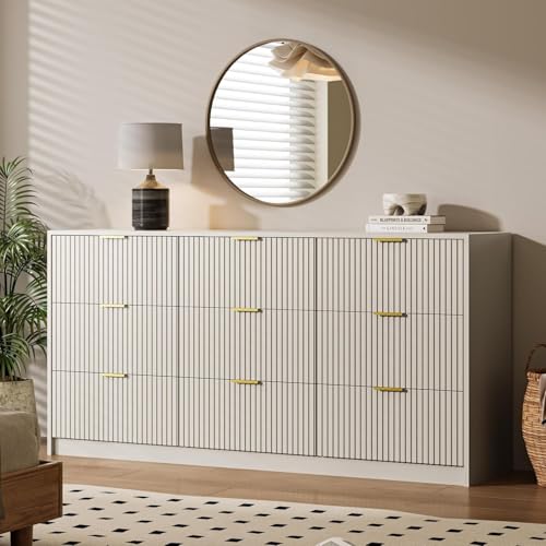 Beige 9 Drawer Dresser for Bedroom