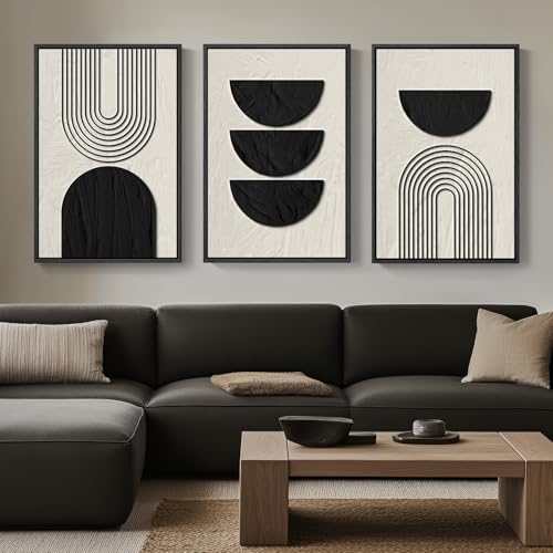 Large Framed Boho Neutral Abstract Wall Art (3 Count)