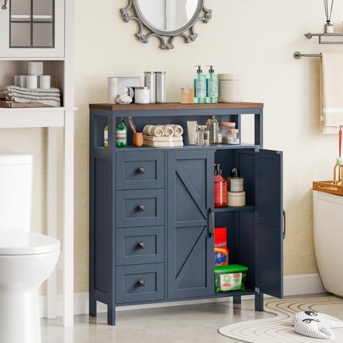 Farmhouse Storage Cabinet with 2 Doors and 4 Drawers