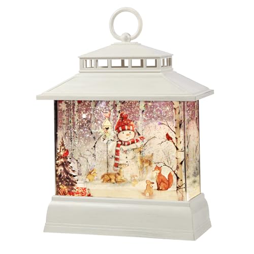 Christmas Snow Globe Lantern Water Glittering Lantern with 8 Songs & 6H Timer Romote Control Christmas Snow Globes USB & Battery Operated for Christmas Festival Decorations Gifts