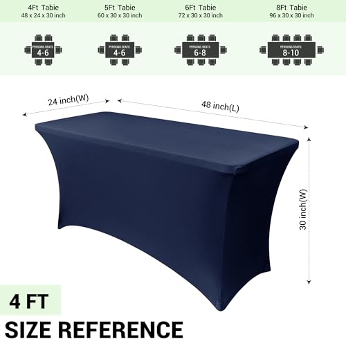 4Ft Stretch Spandex Table Cover for Standard Folding Tables (2 Count)