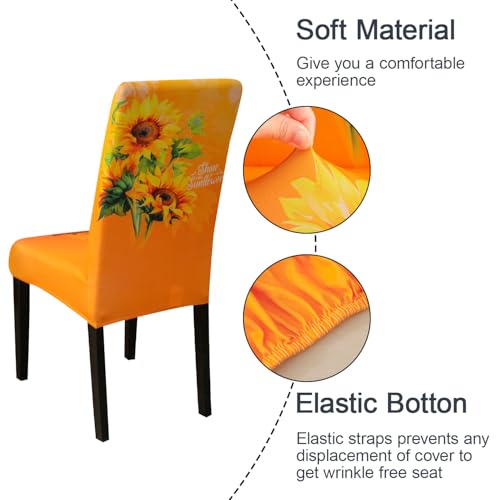 Sunflower Chair Covers for Dining Room Set of 6