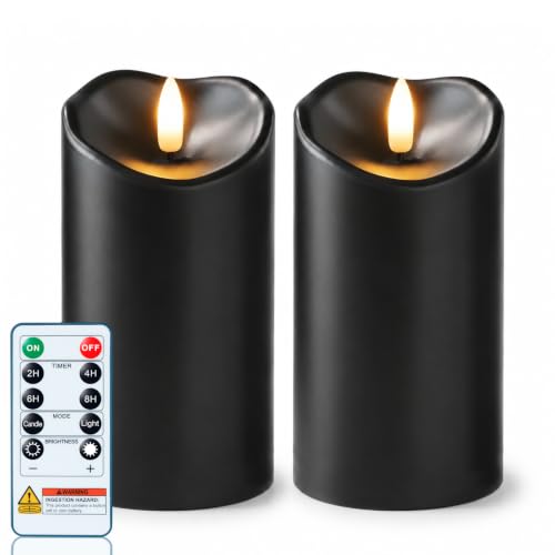 Halloween Black Waterproof LED Candles with Remote Timer (2 Count)