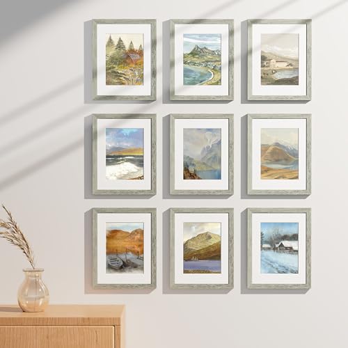 8.5x11 Picture Frames Set of 9 for Wall Mount & Tabletop (9 Count)