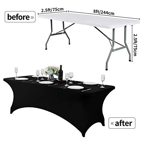 2Pack Spandex Table Cover for 8FT or 4ft or 6ft Table Universal Fitted Stretch Tablecloth for Party (2 Count)