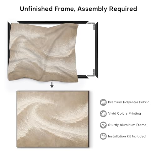 36"x46" Extra Large Framed Wall Art Soft Sand Wave Abstract Neutral Illustration for Home Living Room Bedroom Decor
