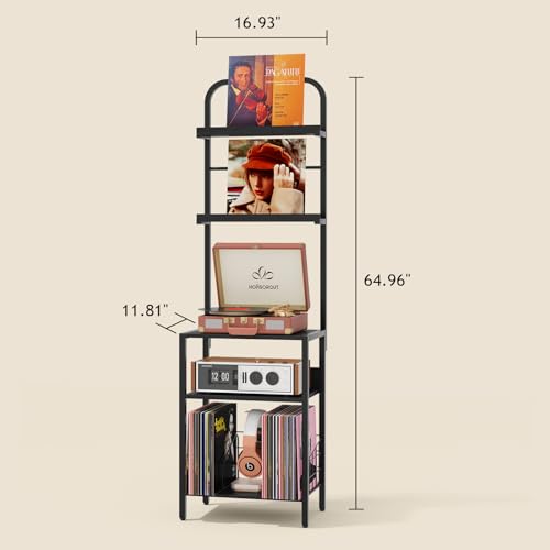 Record Player Stand with Vinyl Storage (5 Count)