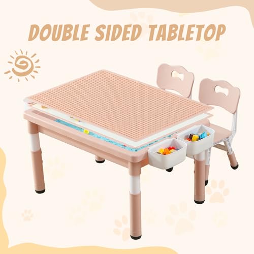 Multi Functional Kids Table and 2 Chairs Set (3 Count)