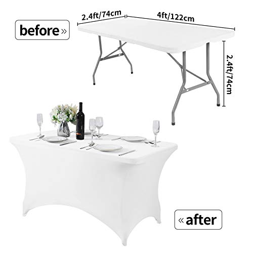 Spandex Table Cover for 4FT or 6ft or 8ft Table Universal Fitted Stretch Tablecloth for Party